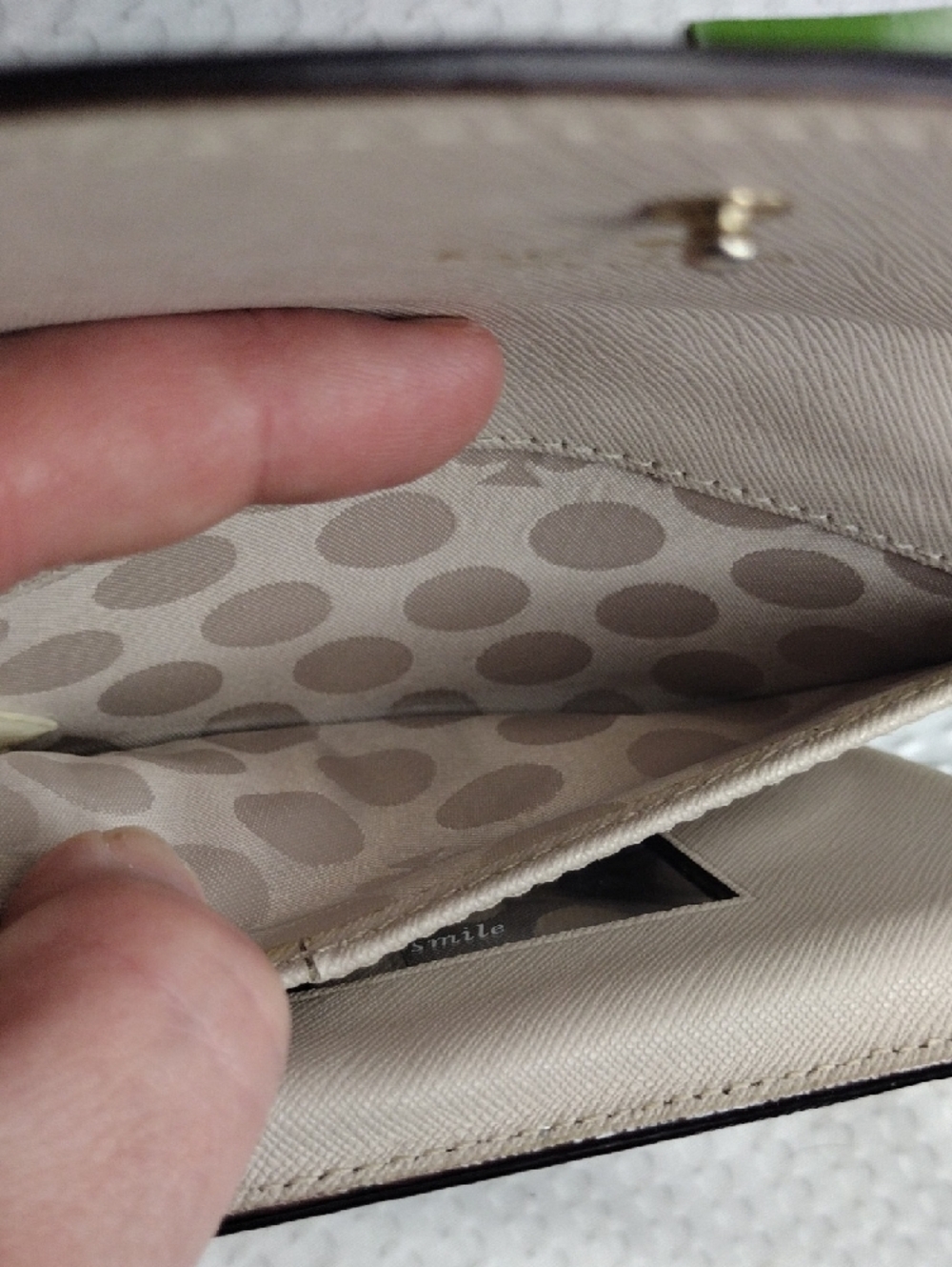 kate spade Beige Saffiano Leather Wristlet Clutch - Picture 6 of 8
